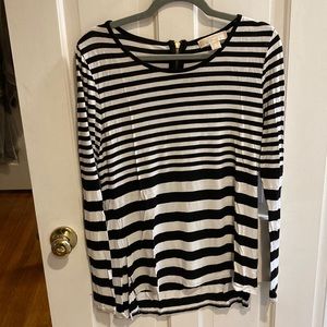 Micheal Kors M long sleeve black and white stripped shirt. EUC